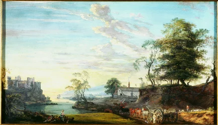 Paesaggio con castello su una baia